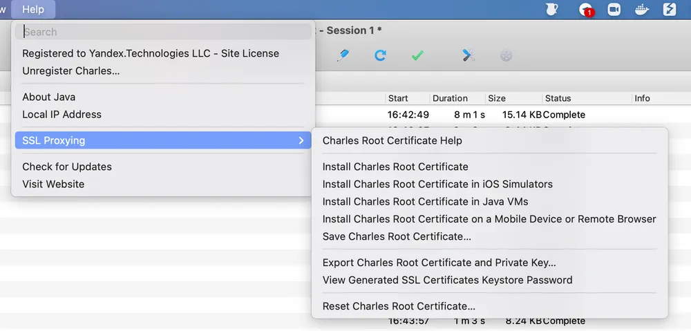 Install Charles Root
Certificate in iOS Simulators